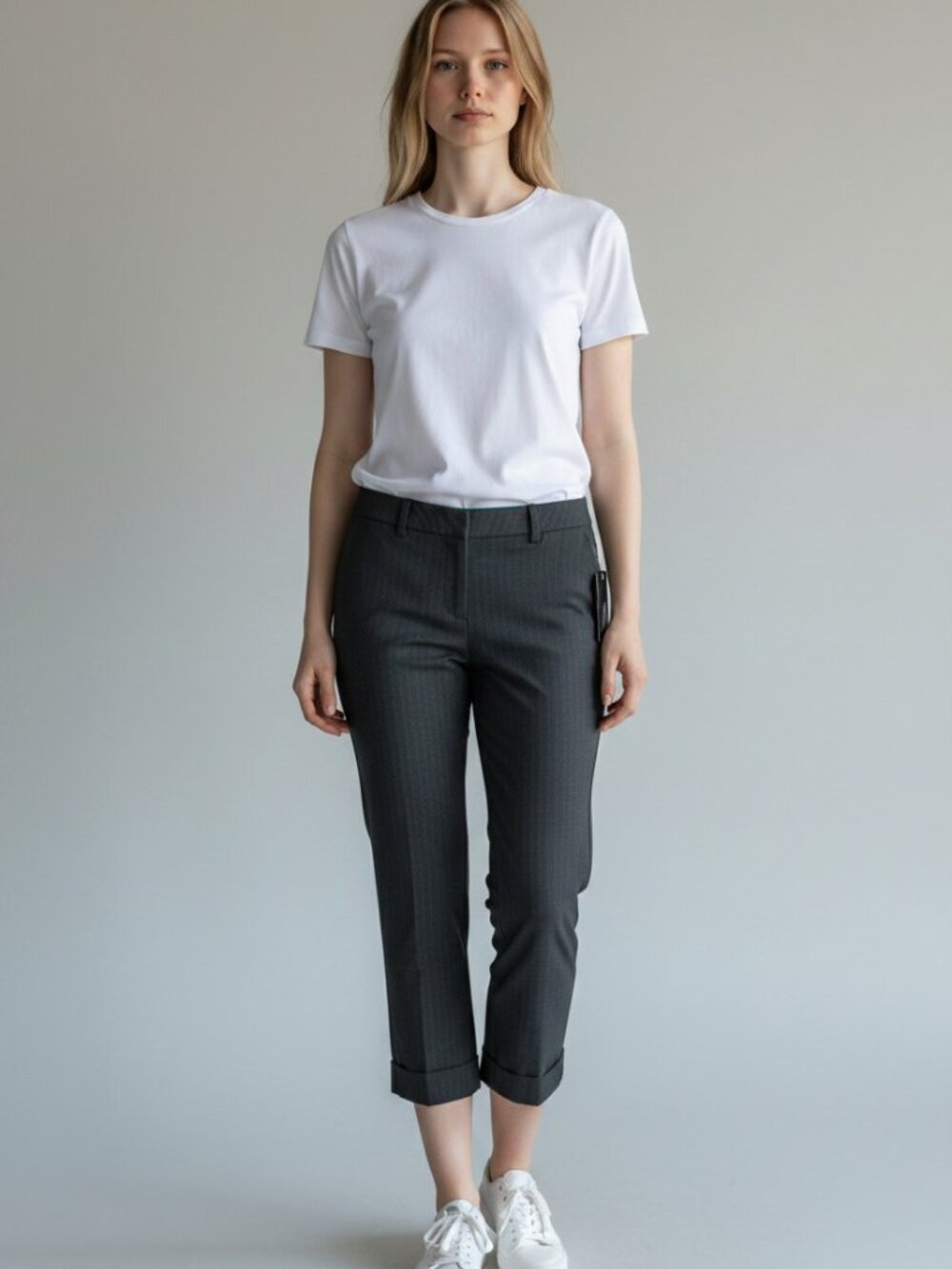 Somme Rolled Stretch Capri Trousers Black Pants Size 4 New With Tag